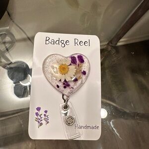 Heart Badge Reel with Floral Design